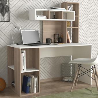 Dekorister Coral Kitaplıklı Çalışma Masası Beyaz-Cordoba