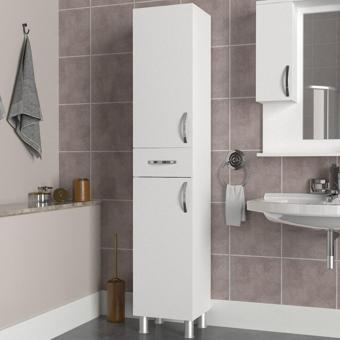 Dekorister Selin 2 Kapak 1 Çekmeceli Banyo Boy Dolabı Beyaz