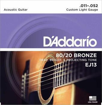 Daddario Ej13 Akustik Gitar Tel Seti Custom Light - Pena Hediyeli!