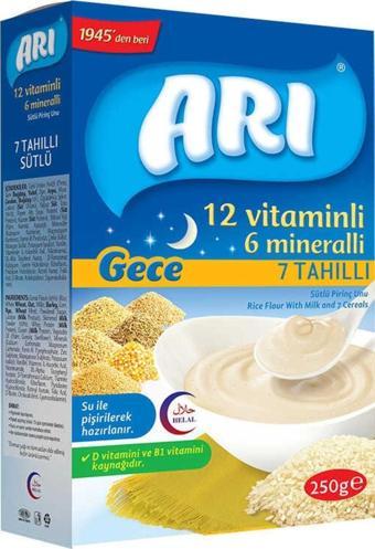 Arı 7 Tahıllı Sütlü (GECE) Pirinç Unu Kaşık Maması 250 gr - Arı