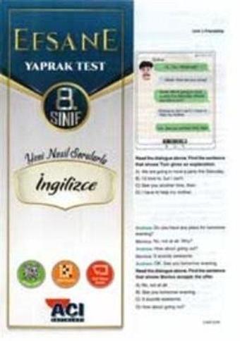 8. Sınıf İngilizce Çek Kopart Yaprak Test - Açı Yayınları