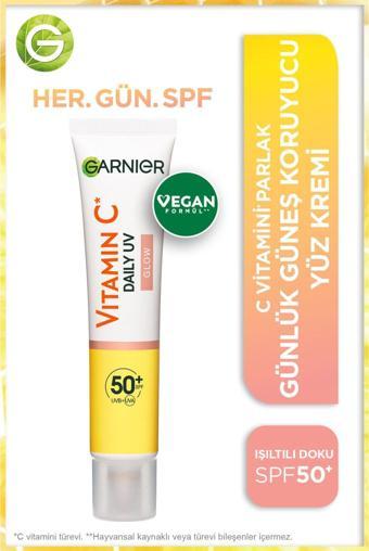Garnier C Vitamini Parlak Günlük Güneş Koruyucu Fluid Yüz Kremi Işıltılı Doku SPF50+ 40 ml