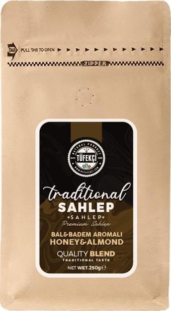 By Tüfekçi Bal Badem Aromalı Salep Içecek Tozu Gerçek Şeker Yoğun Aroma 250 Gr Clipsli Ambalaj