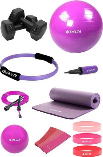 Delta 15 mm Minderli PMS Mor Full Pilates Seti (55 cm 20 cm)