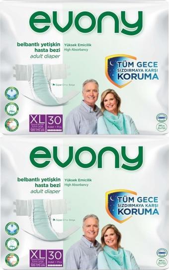 Evony Hasta Bezi Yetişkin Bel Bantlı Tekstil Yüzey Extra Large- Ekstra Büyük Boy 60 Adet (2pk*30)