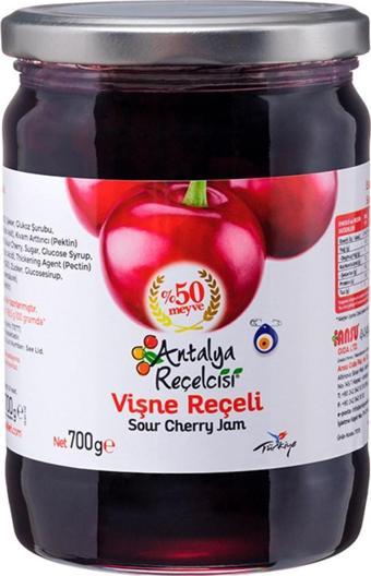 Antalya Reçelcisi Vişne Reçeli Klasik Seri %50 Meyveli 700Gr