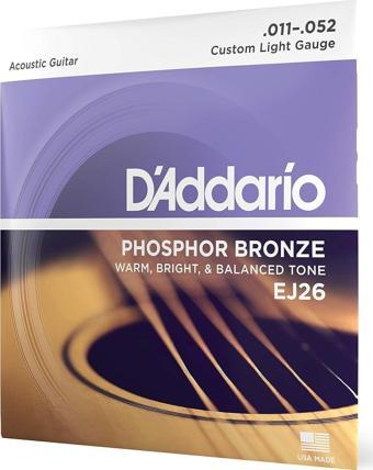 Daddario EJ26 Akustik Tel Set Akustik Custom Light Phos.brz.(.011)