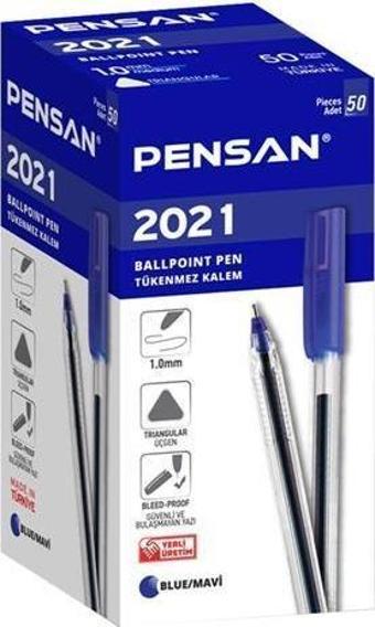 Pensan 2021 Tükenmez Kalem Üçgen 50'li 1.0 mm Mavi  2021