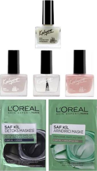 Kalyon Tırnak Sertleştirici + French Set(200-202-205) + Loreal Maske Arındırıcı ve Detoks