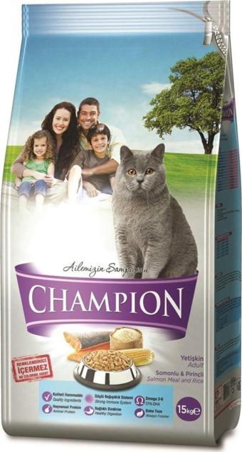 Champion Somonlu Ve Pirinçli Yetişkin Kuru Kedi Maması 15 kg