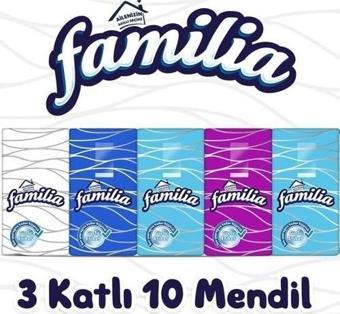 Familia Mendil 3 Katli 10 Paket x 2 Adet = 20 Paket Çep Mendili Hijyenik Ultra Yümüşak Mendil