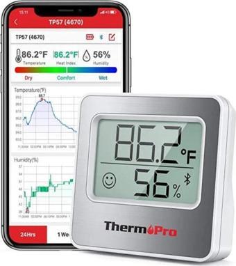 ThermoPro TP-357 Akıllı İç Mekan Isı ve Nem Ölçer Termometre