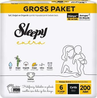 Sleepy Extra Günlük Aktivite Gross Paket Bebek Bezi 6 Numara Xlarge 200 Adet