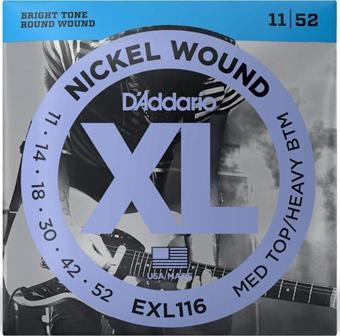 D'addario EXL116 Med Top/Heavy Btm Elektro Gitar Teli (11-52)