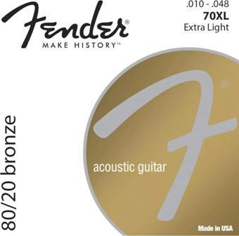 Fender 80/20 Extra Light 70XL Akustik Gitar Teli (10-48)