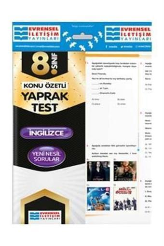 8.SINIF İNGİLİZCE YAPRAK TEST - EVRENSEL İLETİŞİM YAYINLARI - Evrensel İletişim Yayınları