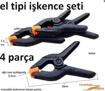 El Tipi İşkence Küçük Boy 4 Parça Plastik Hobi İşkence Mengene Mo