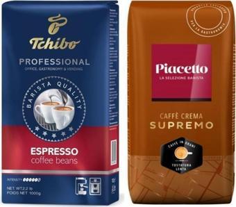 Tchibo Profesional Espresso Çekirdek Kahve 1 kg + Piacetto Cafe Crema Supremo Çekirdek Kahve 1 kg