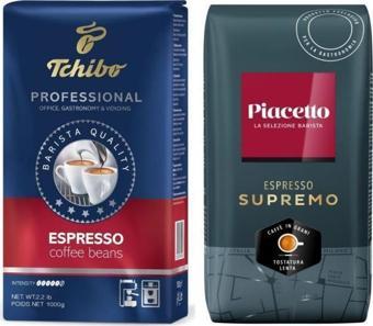 Tchibo Profesional Espresso Çekirdek Kahve 1 kg + Piacetto Espresso Supremo Çekirdek Kahve 1 kg