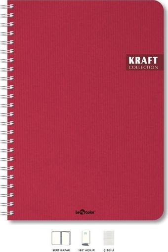 Kraft Ofis Defter Spiralli Çizgili Kırmızı