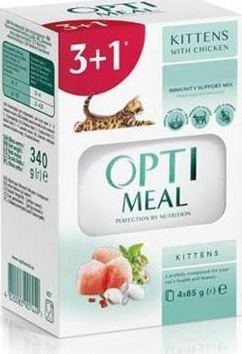 Optimeal Tavuklu Yavru Kedi İçin Yaş Mama 85G 3+1