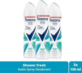 Rexona Woman Sprey Deodorant Shower Fresh 72 Saat Kesintisiz Üstün Koruma 3 x 150 ml