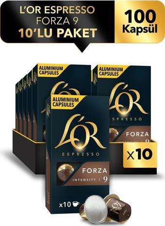 L'OR - Forza - Intensity 9 - Nespresso Uyumlu Kapsül Kahve Fırsat Paketi 10 x 10 Paket (100 Adet)