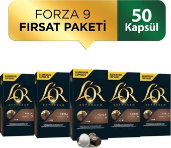 L'OR - Forza - Intensity 9 - Nespresso Uyumlu Kapsül Kahve Fırsat Paketi 10 x 5 Paket (50 Adet)