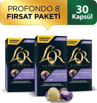 L'OR - Lungo Profondo - Intensity 8 - Nespresso Uyumlu Kapsül Kahve Fırsat Paketi 10 x 3 Paket (30 Adet)