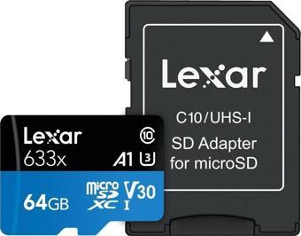 Lexar 64GB Micro SD Hafıza Kartı UHSI  633x 100MB