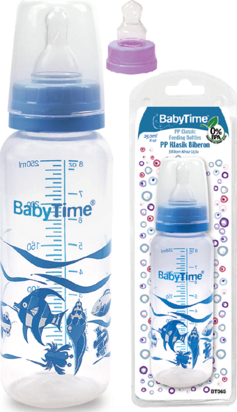 BabyTime Klasik Silikon Damak Uçlu PP Biberon - 250ml