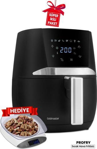 Goldmaster Profry Dijital Dokunmatik Airfryer Yağsız Kızartma Sıcak Hava Fritöz + Mutfak Tartı Terazisi