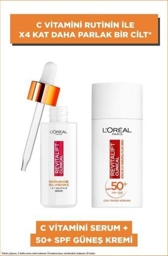 L'Oréal Paris Revitalift Clinical %12 Saf C Vitamini Aydınlatıcı Serum & Spf 50+ Uv Korumalı Yüz Güneş Kremi 50ml