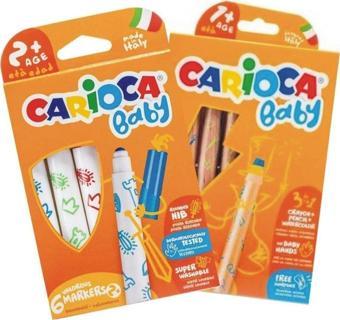 Carioca Jumbo Keçeli+ahşap Gövdeli Kuru Boya 2 Li Set