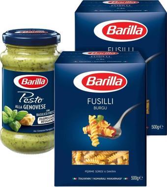 Barilla Fusulli Burgu Makarna 500 gr. 2'Li + Pesto Fesleğen Makarna Sos 190 gr.