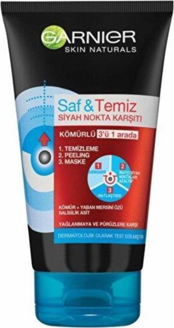 GARNİER 3Ü BİR ARADA KÖMÜRLÜ TEMİZLEME MASKE 50ML