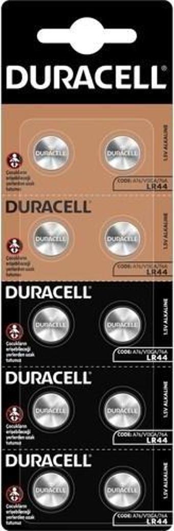Duracell LR44 10'lu Alkalin Düğme Pil
