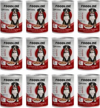 Foodline Biftekli Yetişkin Köpek Konservesi 400 Gr x 12 Adet