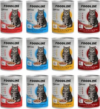 Foodline Karışık 4 çeşit Yetişkin Kedi Konservesi 400 Gr x 12 Adet