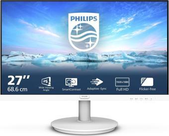 PHILIPS 271V8AW VLine 27" LED IPS 4ms 75Hz 1920x1080 FullHD VGA HDMI Multimedya (VESA) Beyaz Monitör