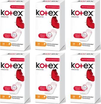 Kotex İnce Parfümsüz Günlük Ped 34'lü x 6 Paket