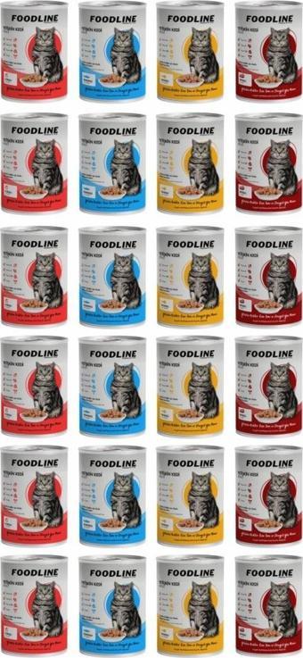 Foodline Karışık 4 çeşit Yetişkin Kedi Konservesi 400 Gr x 24 Adet