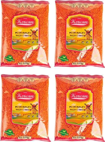 Korcan Kırmızı Mercimek 1 kg x 4 Adet