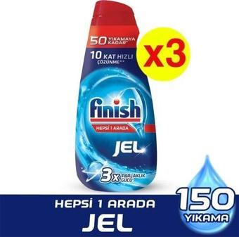 Finish Hepsi Bir Arada Konsantre Jel Bulaşık Makinesi Deterjanı 3 x 1000 ml