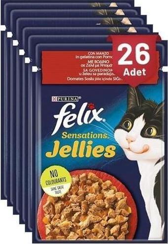 Felix Sensations Sığır Etli Domatesli Yaş Kedi Maması 85 gr - 26 Adet