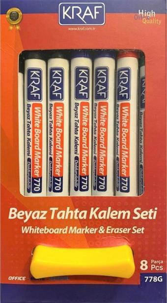 Kraf Beyaz Tahta Kalemi & Silgi Set 8 Li 778G