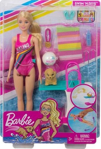 Barbie Seyahatte Yüzücü Barbie Oyun Seti GHK23 Lisanslı Ürün