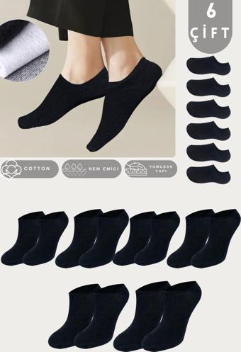 Kral Socks Kadın - Erkek - Unisex Düz Desen (6 Çift) Pamuklu Beden Mevsimlik Terletmez Görünmez Çorap