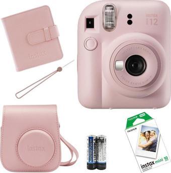 Fujifilm İnstax Mini 12 Fotoğraf Makinesi+Askı+pil+Çanta+10’lu film+Albüm (pembe)