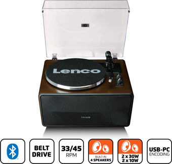 Lenco LS-470 Wa 4 Dahili Hoparlörlü Bluetoothlu Pikap Plak Çalar Ahşap